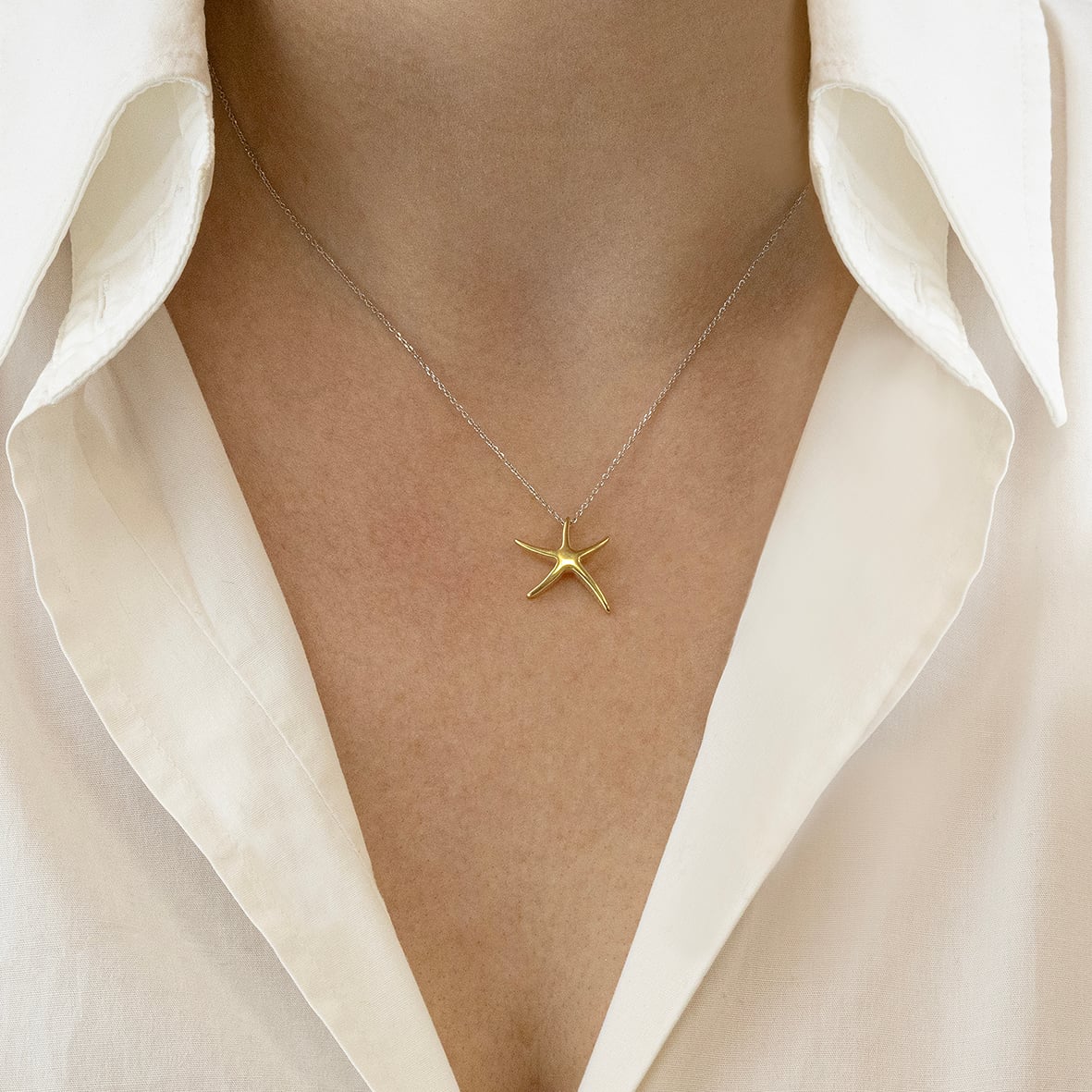 Necklase silver 925 rhodium plated with yellow gold plated