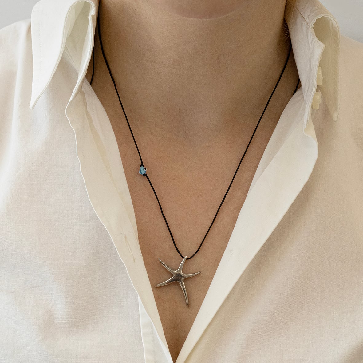 Necklase silver 925 rhodium plated with cord