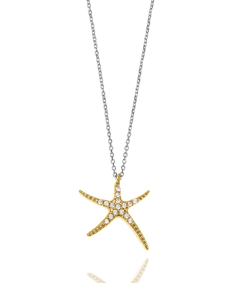 Necklase silver 925 rhodium plated with yellow gold plated