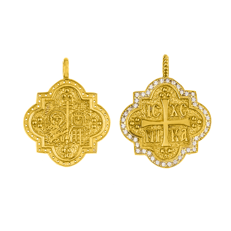 Pendant silver 925 yellow gold plated with zirconia
