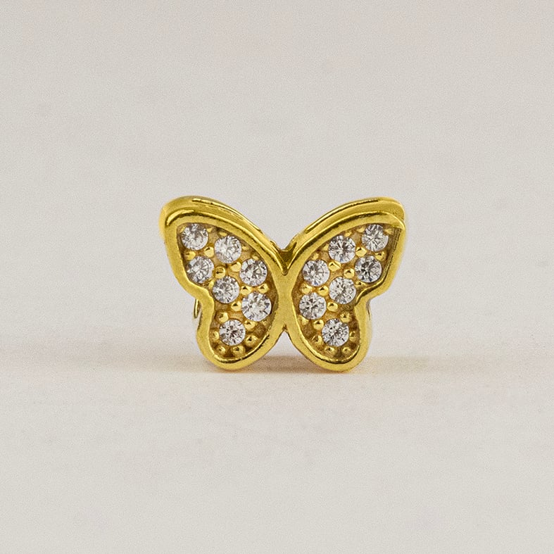 Charm silver 925 yellow gold plated with zirconia