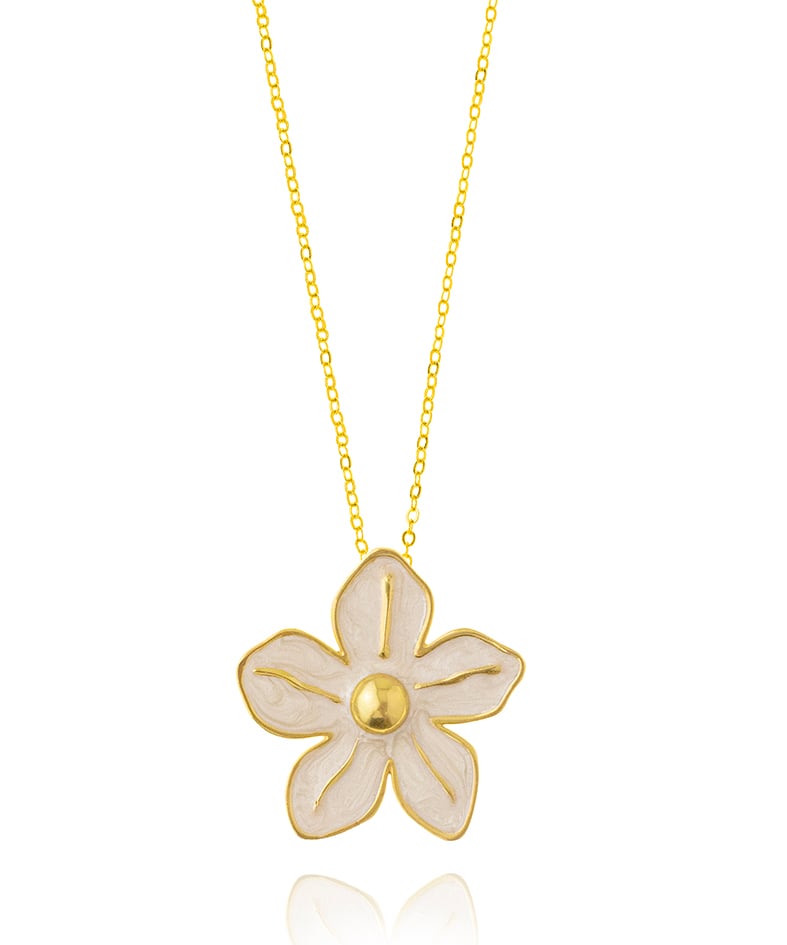 Necklace gold plated 18ct brass ring with enamel