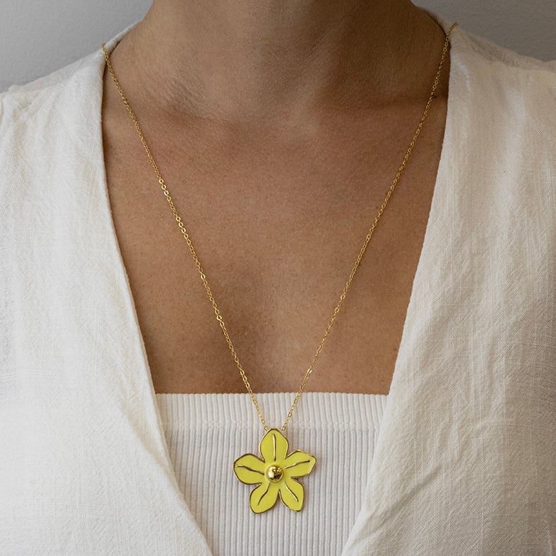 Necklace gold plated 18ct brass ring with enamel