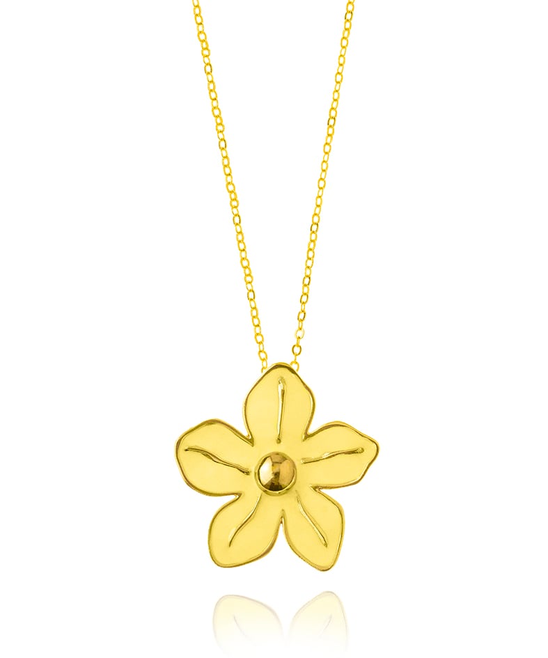 Necklace gold plated 18ct brass ring with enamel