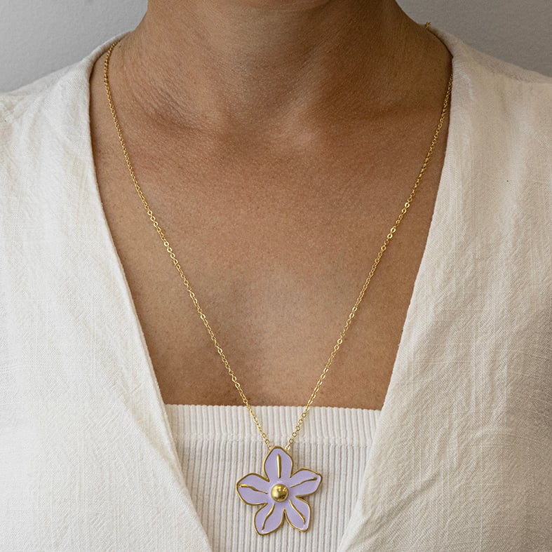 Necklace gold plated 18ct brass ring with enamel
