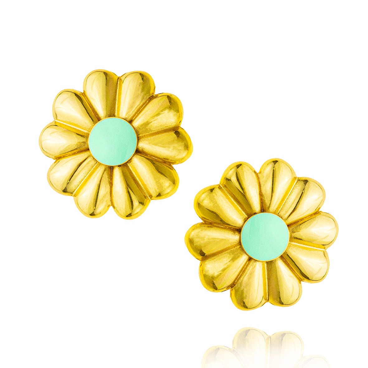 Earring gold plated 18ct brass ring with enamel