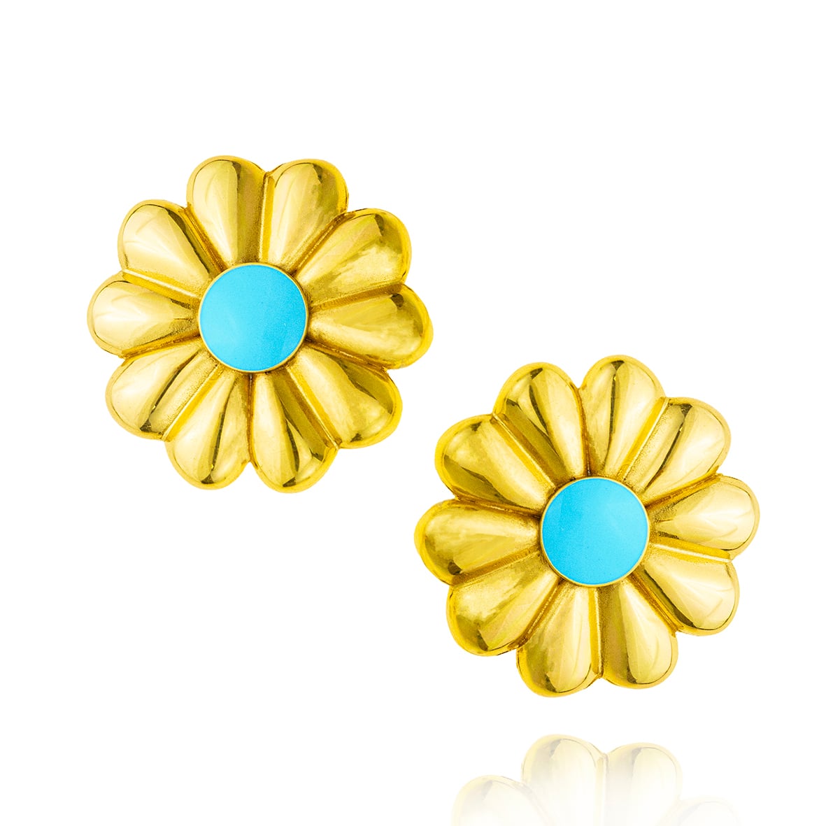 Earring gold plated 18ct brass ring with enamel