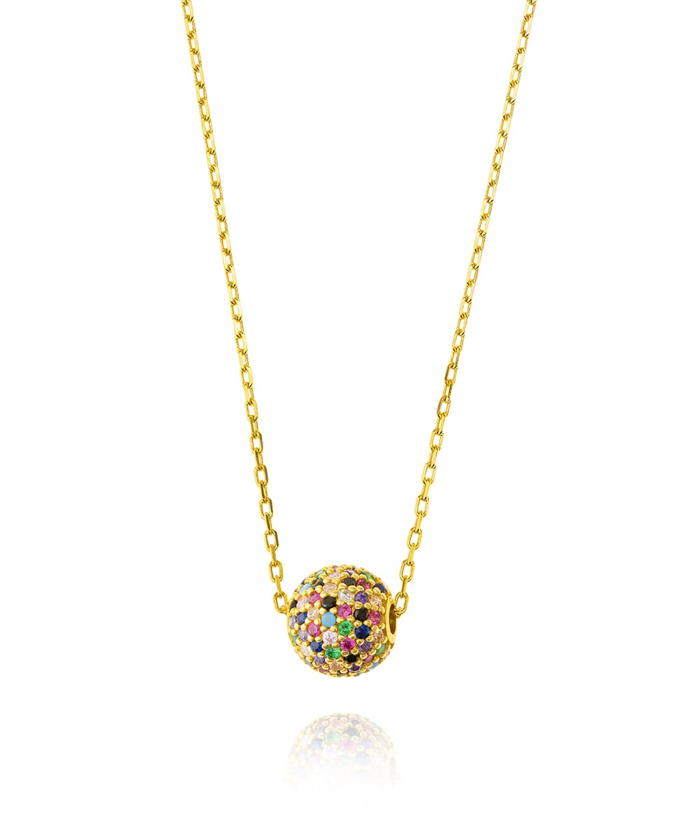 Necklase silver 925 yellow gold plated with zirconia