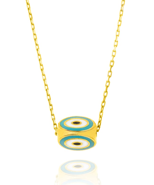 Necklace silver 925 yellow gold plated with enamel evil eye
