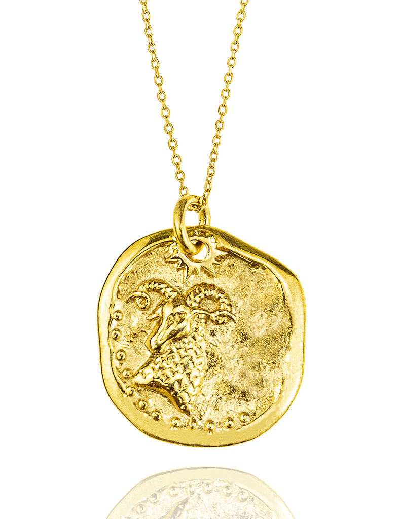 Necklace zodiac sign in 18k gold plated brass (Aries)