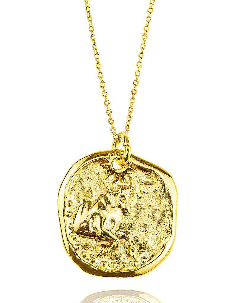 Necklace zodiac sign in 18k gold plated brass (Taurus)