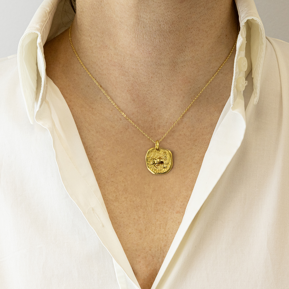 Necklace zodiac sign in 18k gold plated brass (Leo)