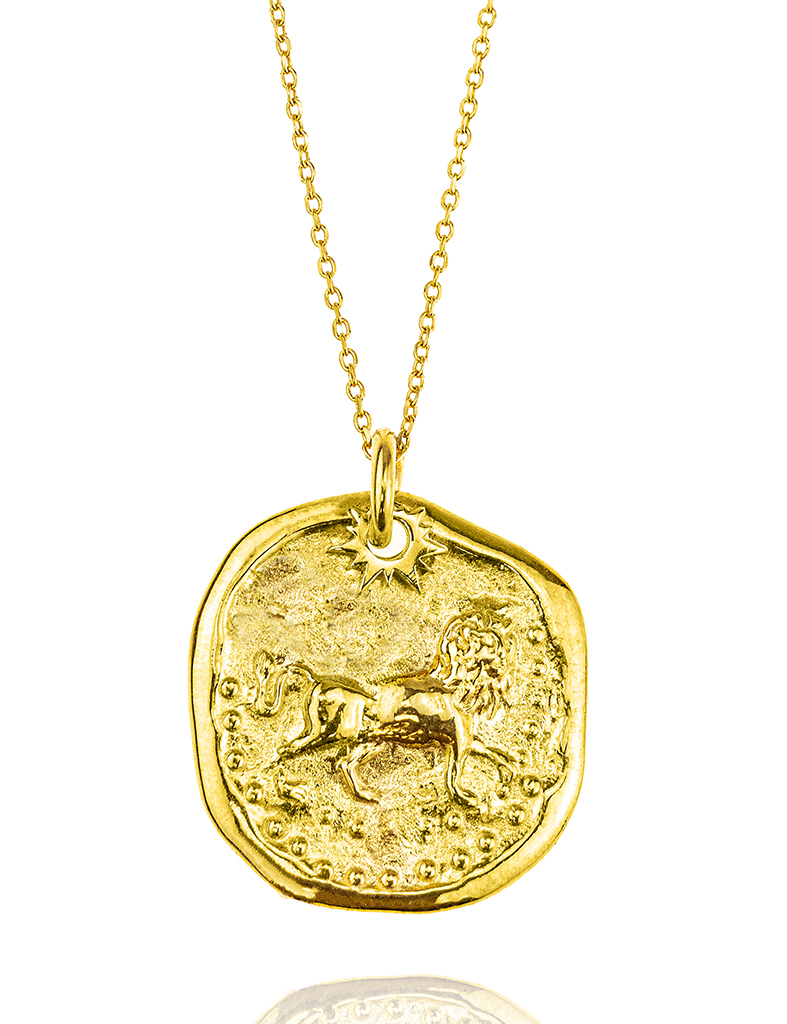 Necklace zodiac sign in 18k gold plated brass (Leo)