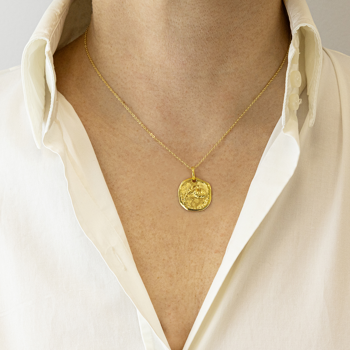 Necklace zodiac sign in 18k gold plated brass (Aquarius)
