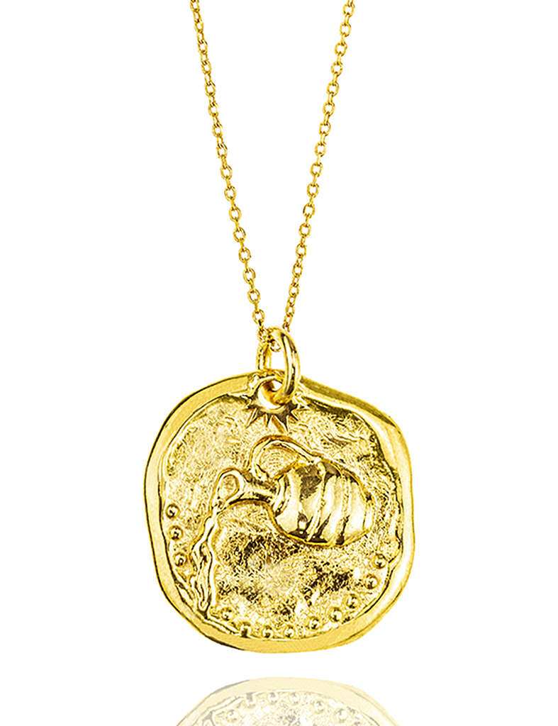 Necklace zodiac sign in 18k gold plated brass (Aquarius)