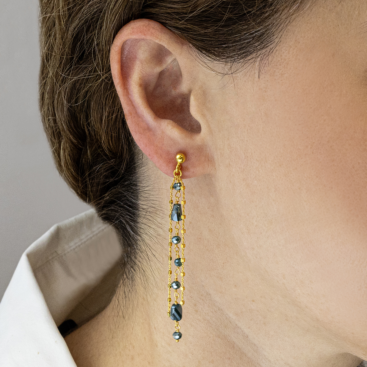 Σκουλαρίκια ασήμι 925 επιχρυσωμένα με συνθετικές πέτρες
