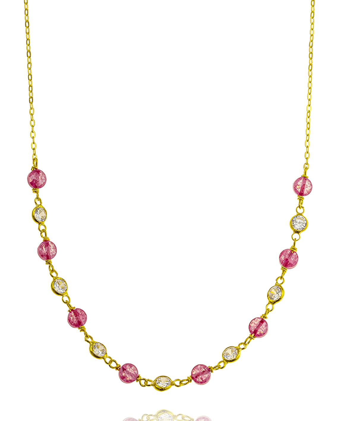 Necklase silver 925 yellow gold plated with zirconia