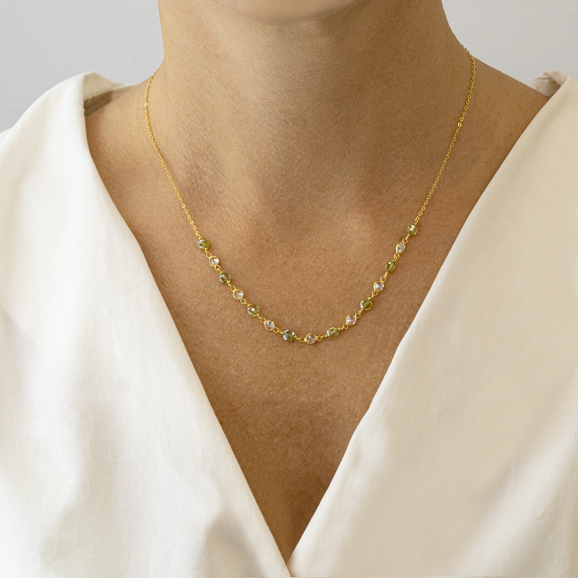 Necklase silver 925 yellow gold plated with zirconia