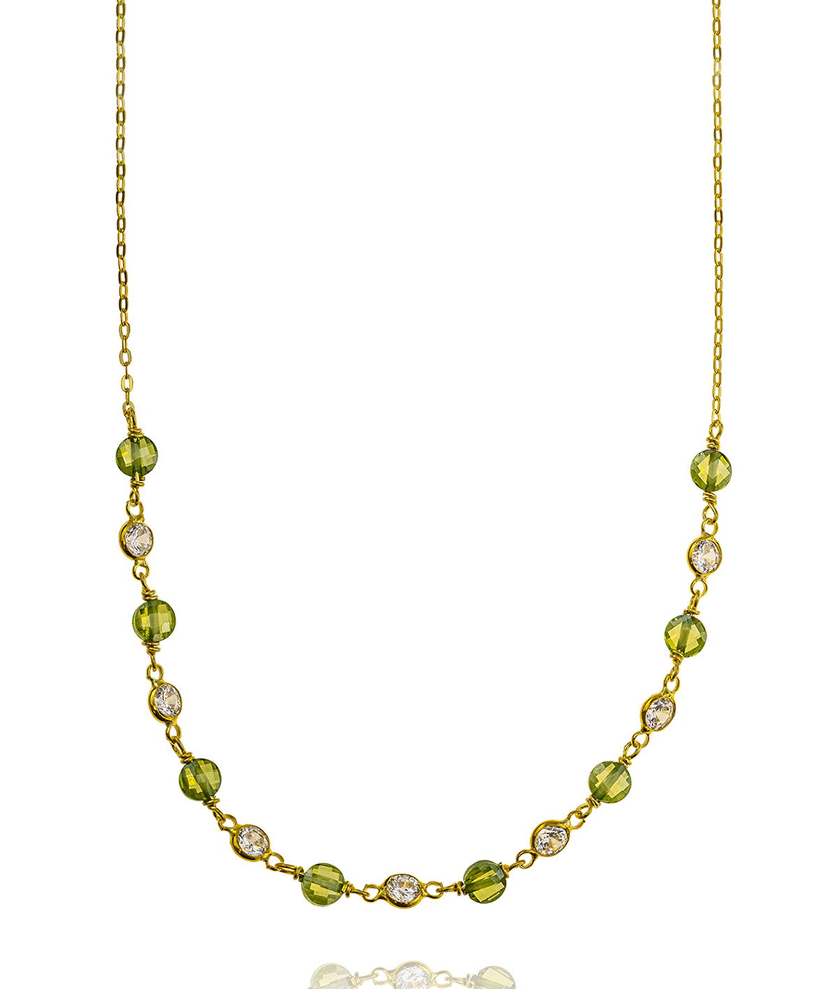 Necklase silver 925 yellow gold plated with zirconia