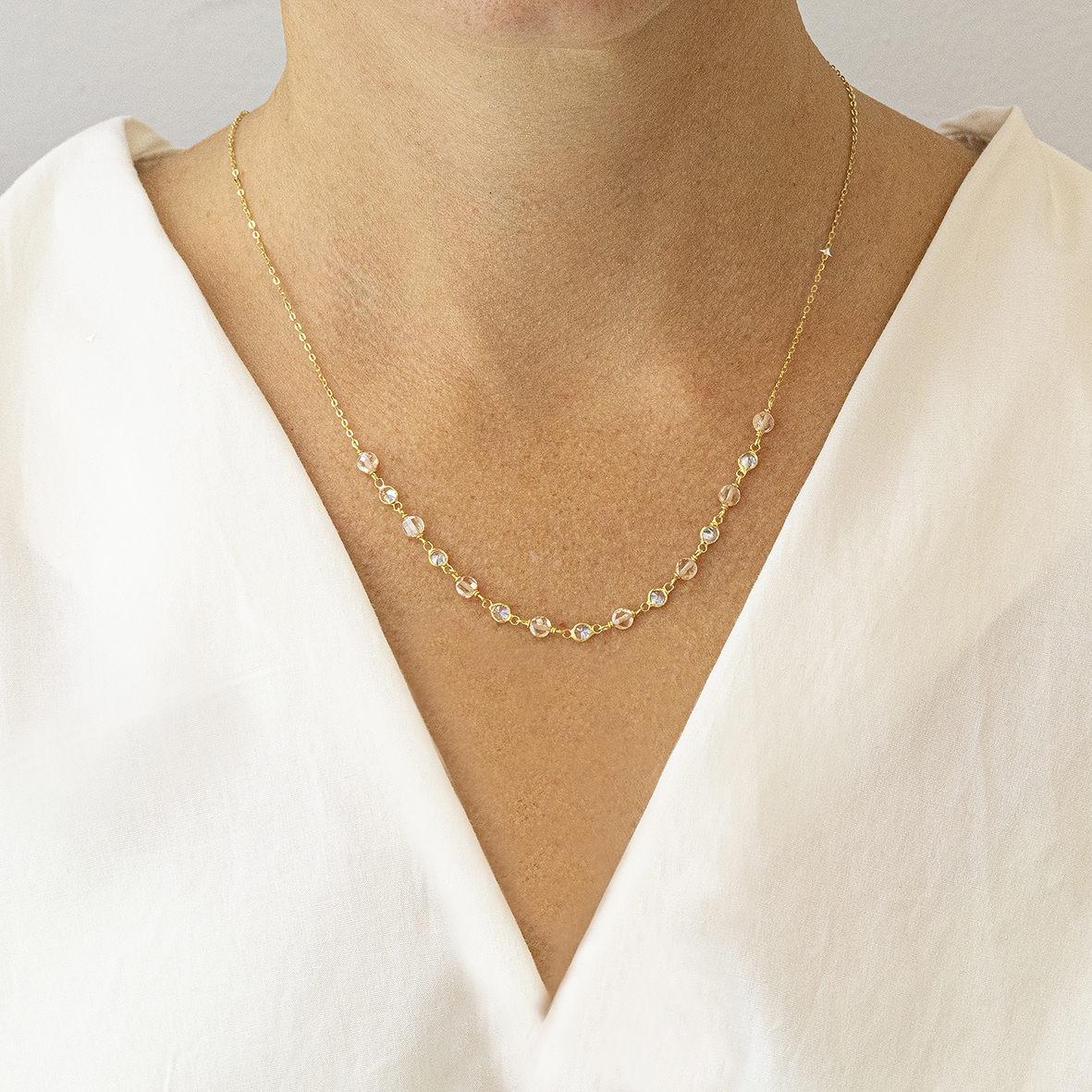 Necklase silver 925 yellow gold plated with zirconia