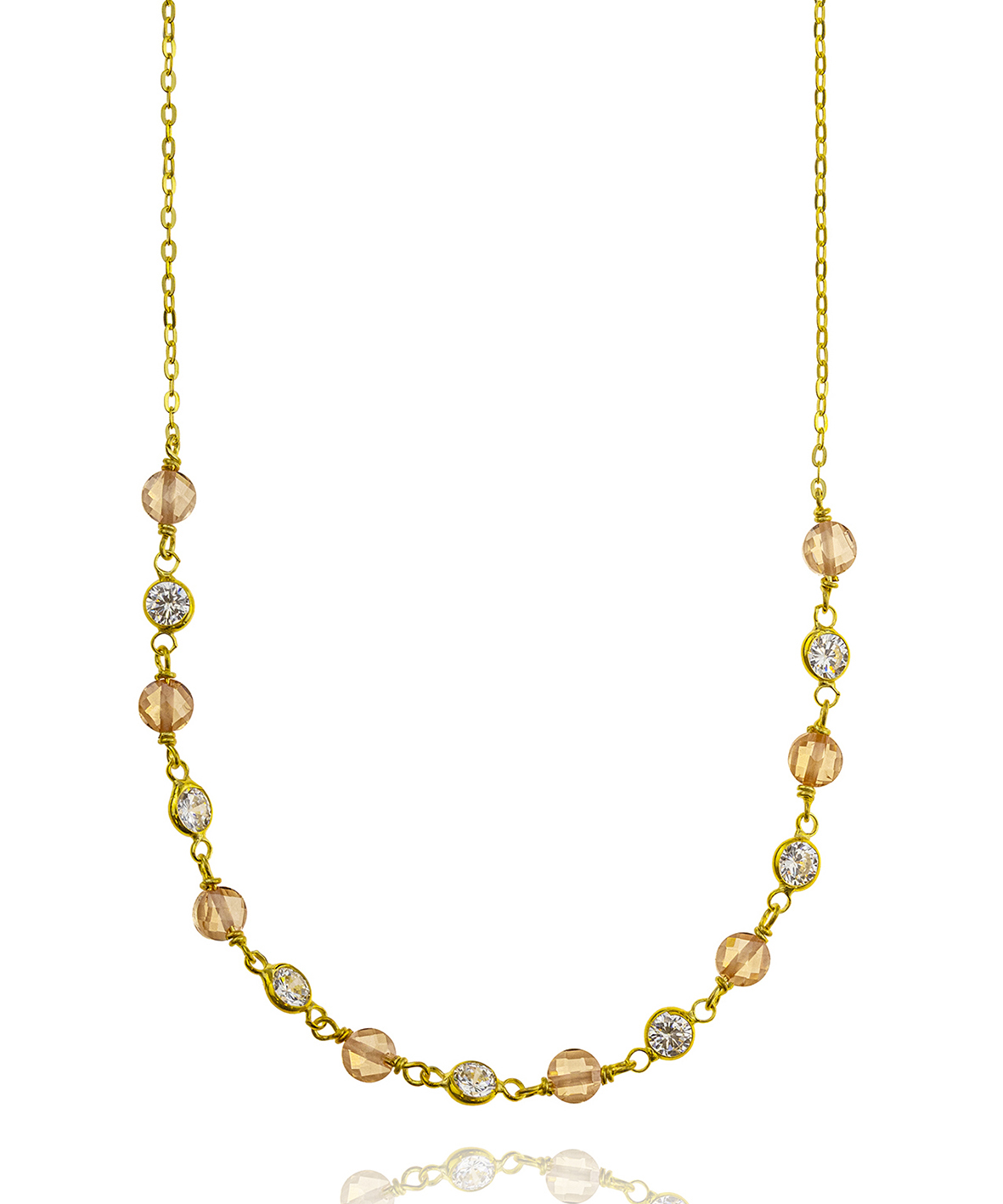 Necklase silver 925 yellow gold plated with zirconia