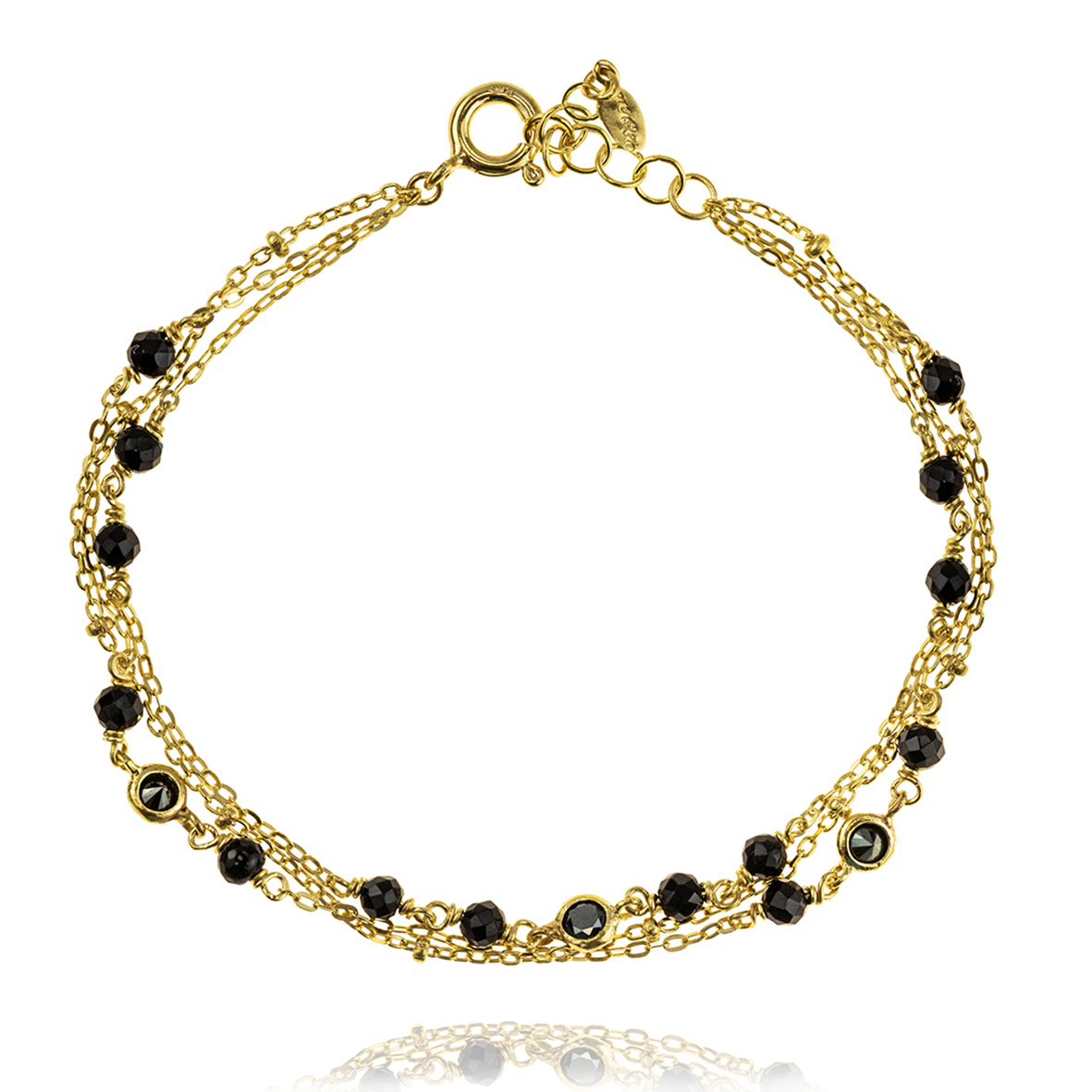 Bracelet silver 925 yellow gold plated with zirconia