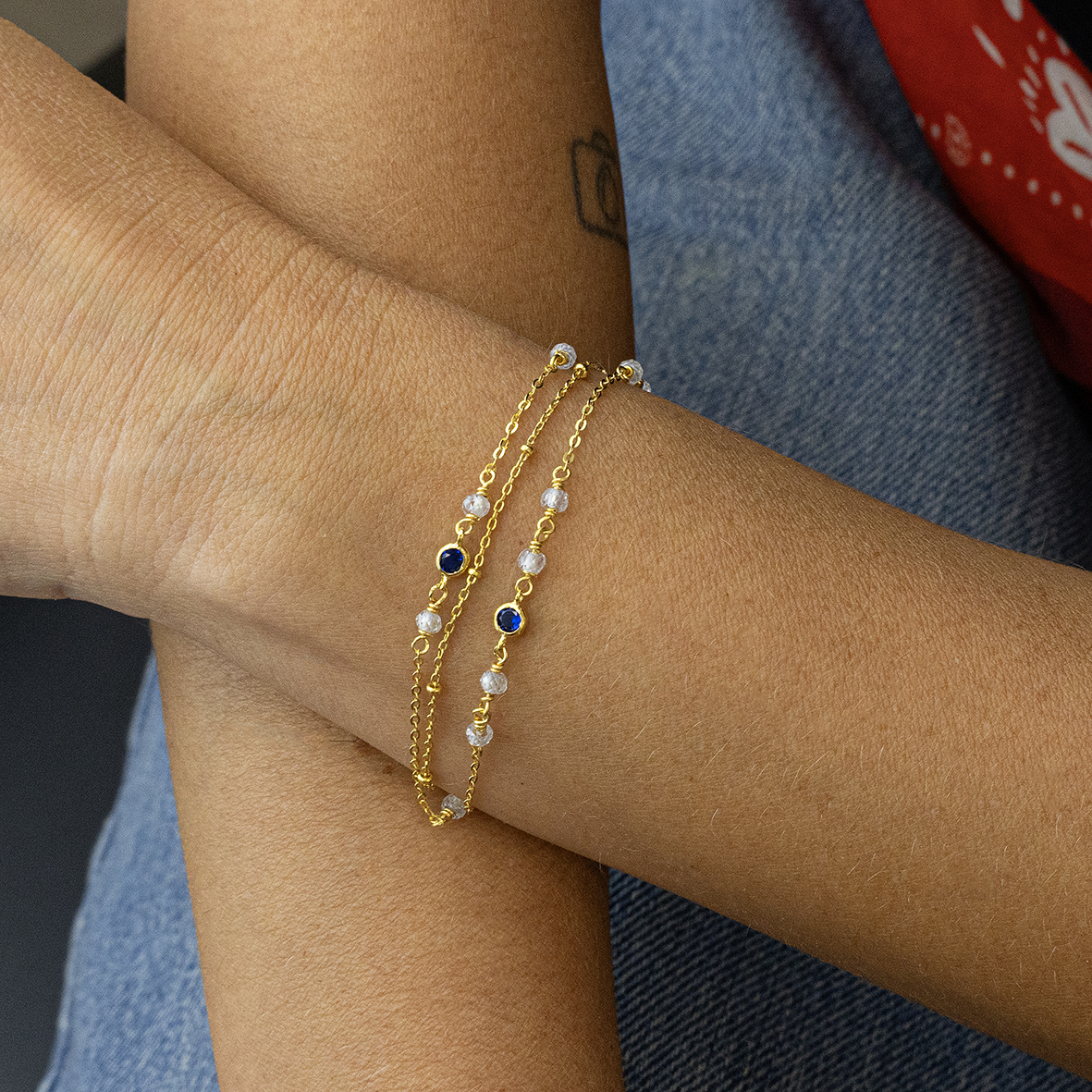 Bracelet silver 925 yellow gold plated with zirconia