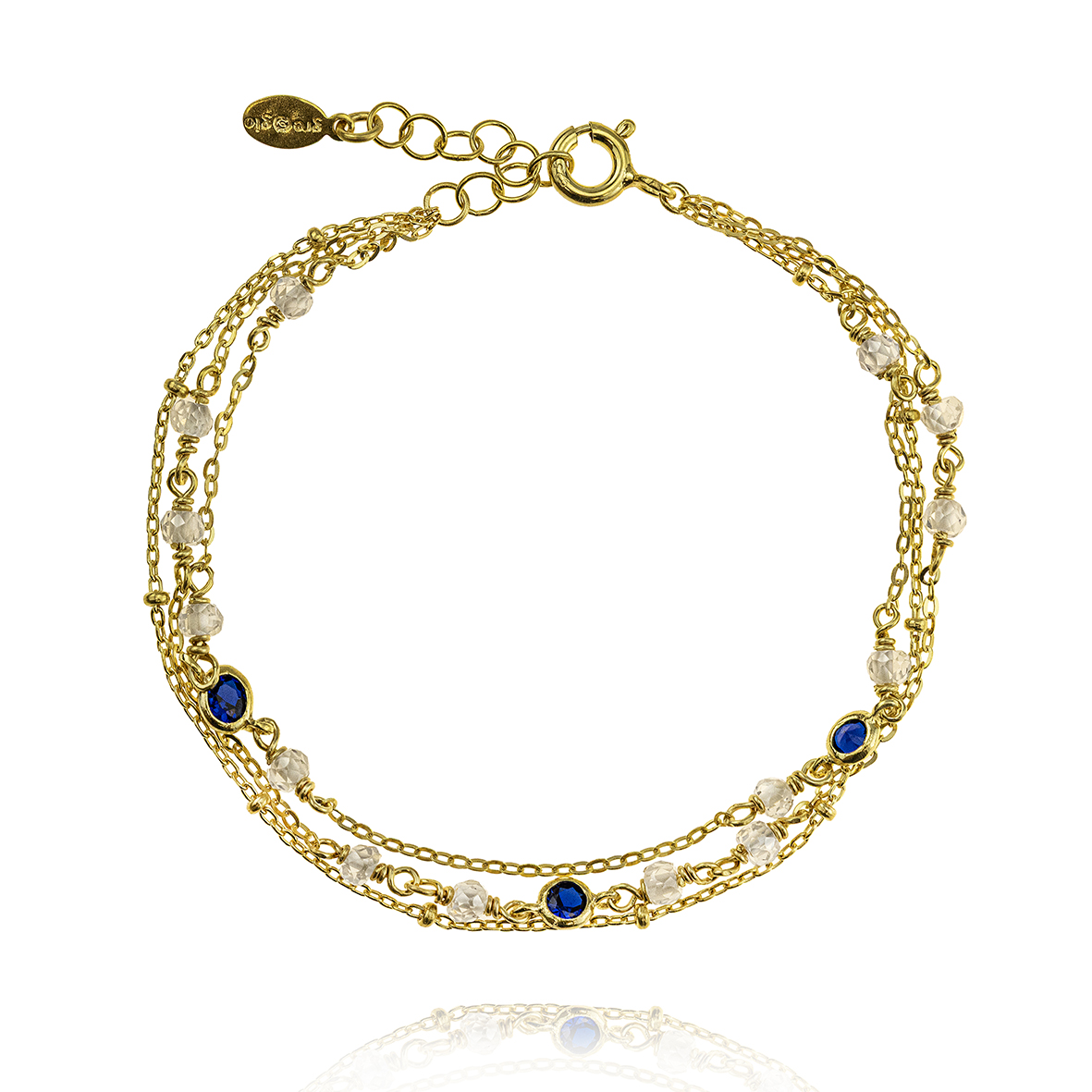 Bracelet silver 925 yellow gold plated with zirconia