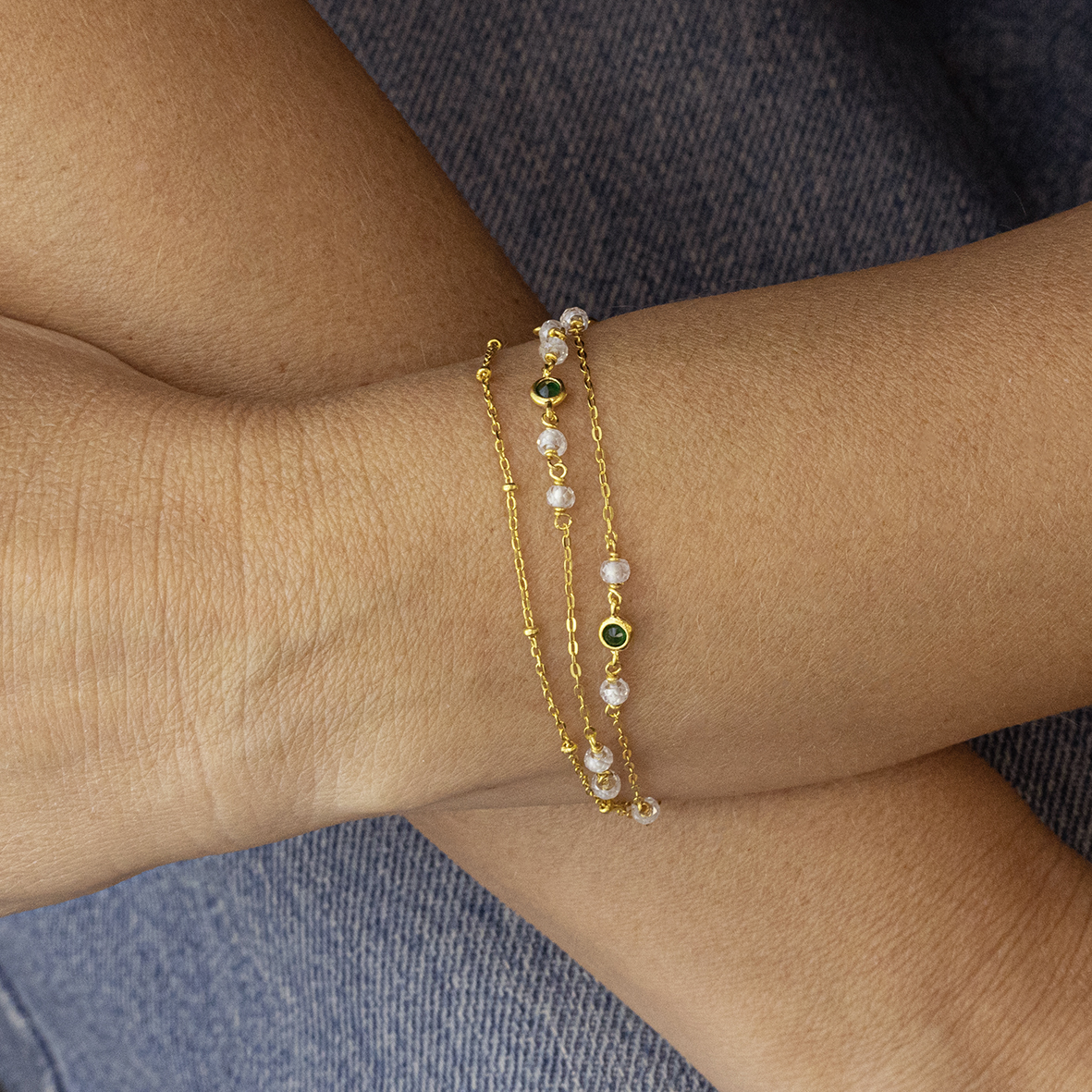 Bracelet silver 925 yellow gold plated with zirconia