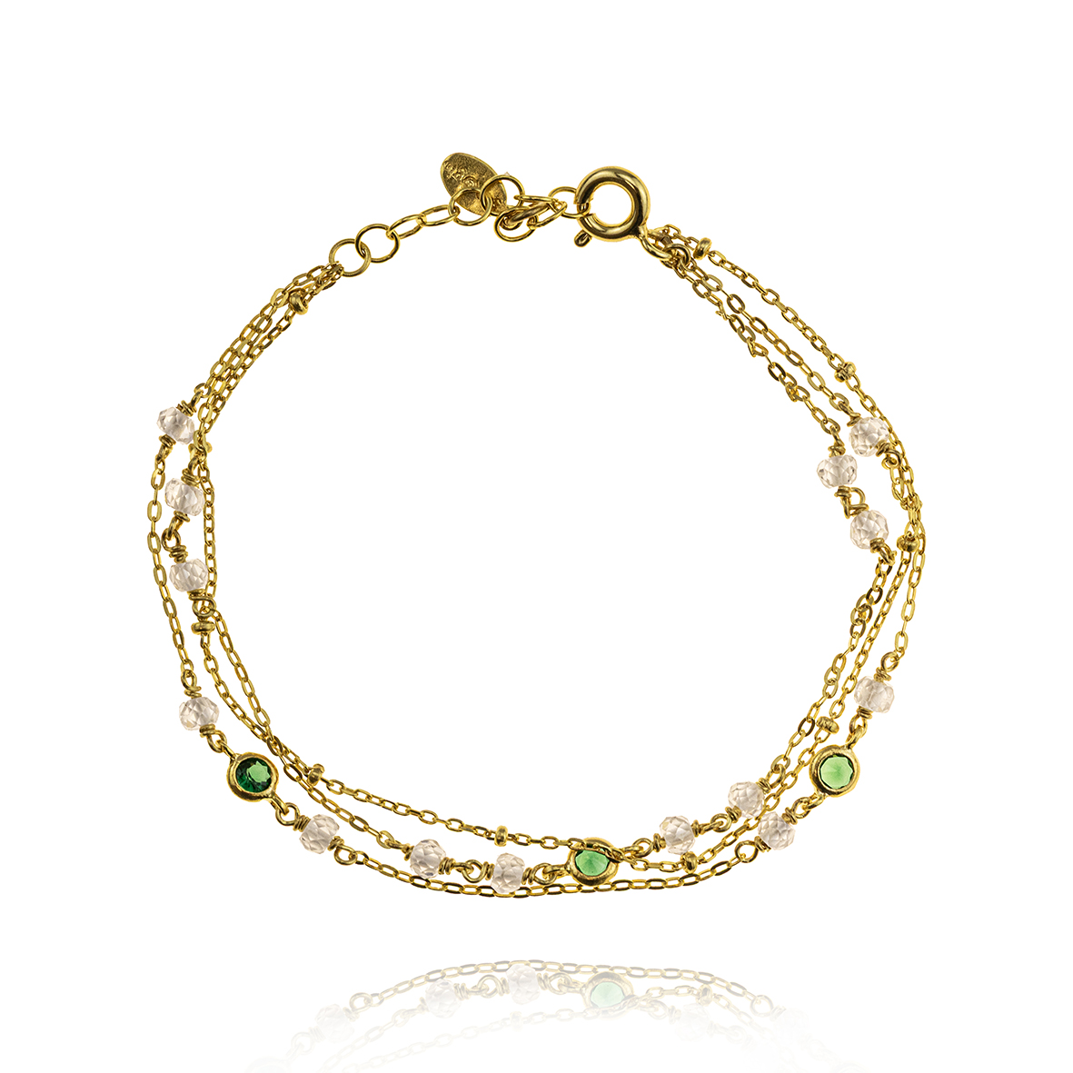 Bracelet silver 925 yellow gold plated with zirconia