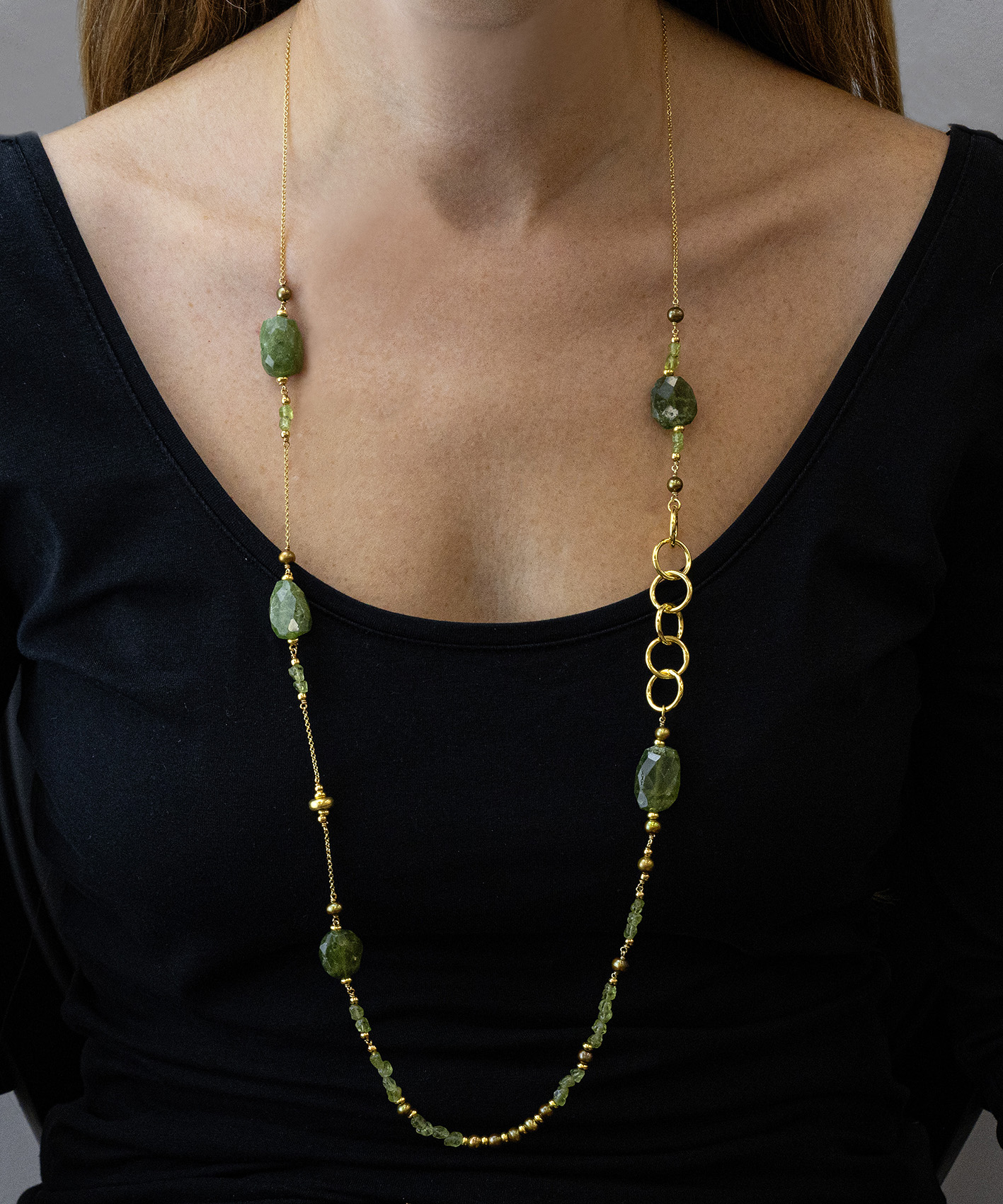 Necklase silver 925 yellow gold plated with gem stones