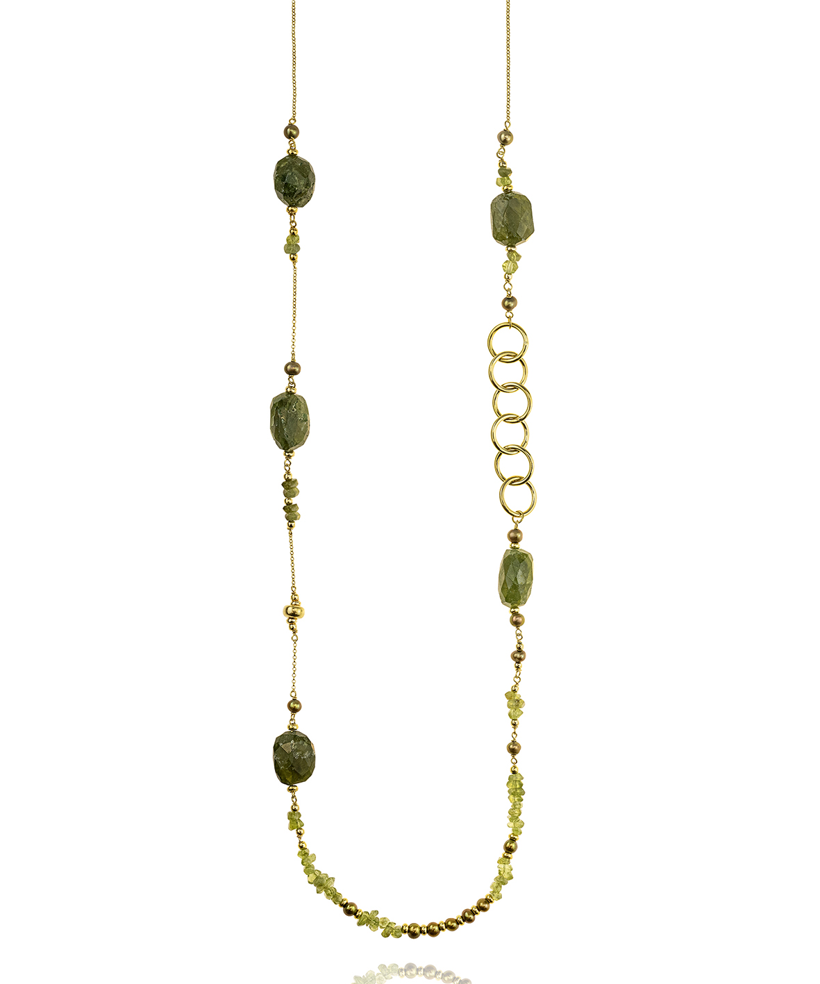 Necklase silver 925 yellow gold plated with gem stones