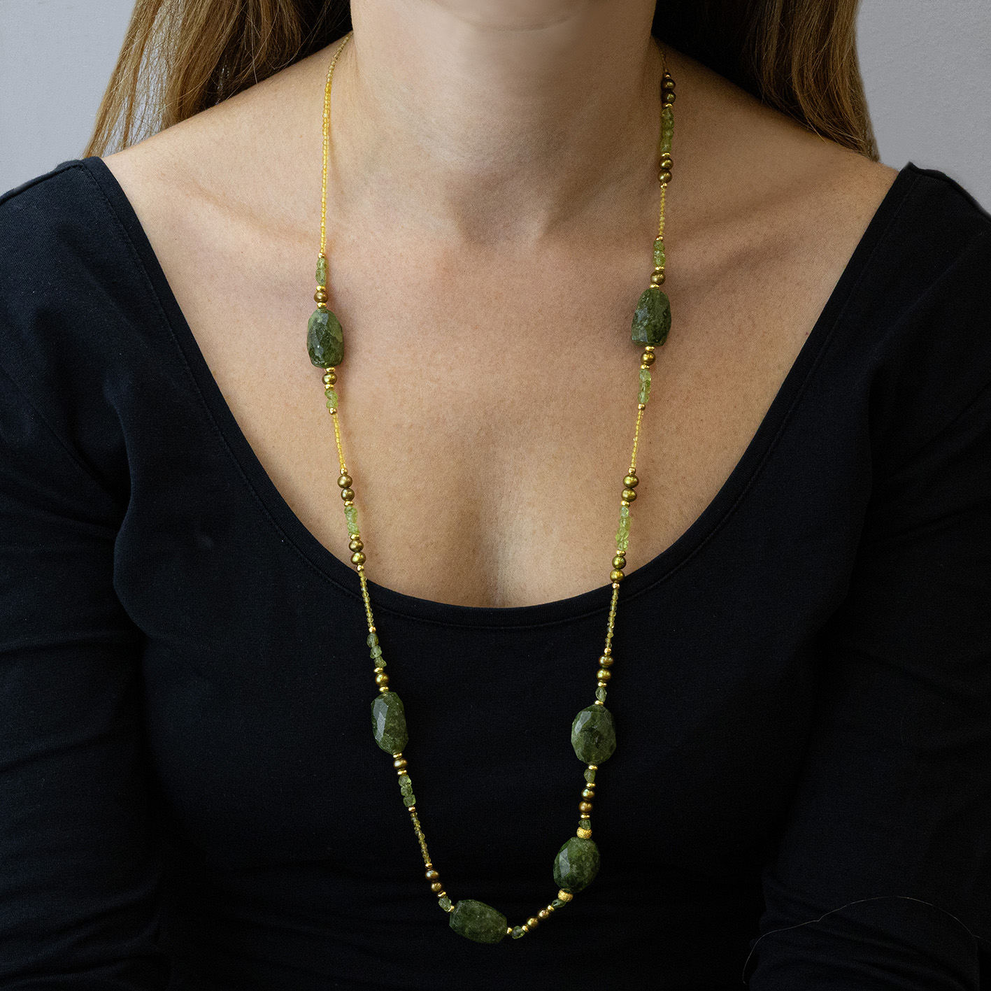 Necklase silver 925 yellow gold plated with gem stones