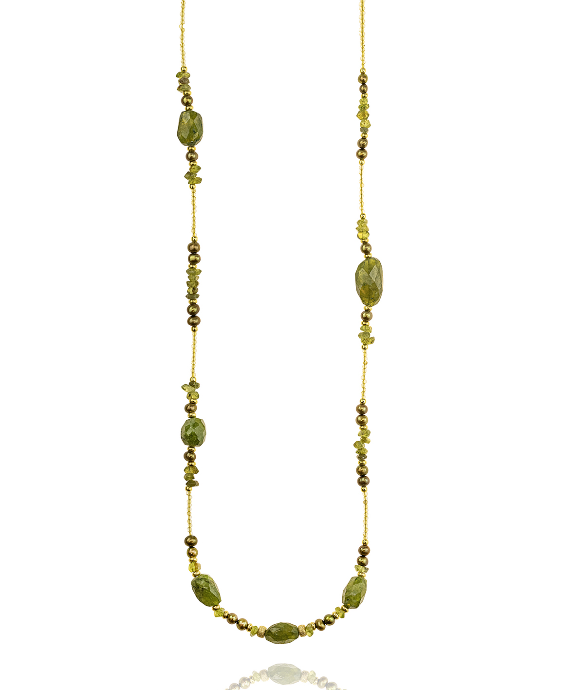 Necklase silver 925 yellow gold plated with gem stones
