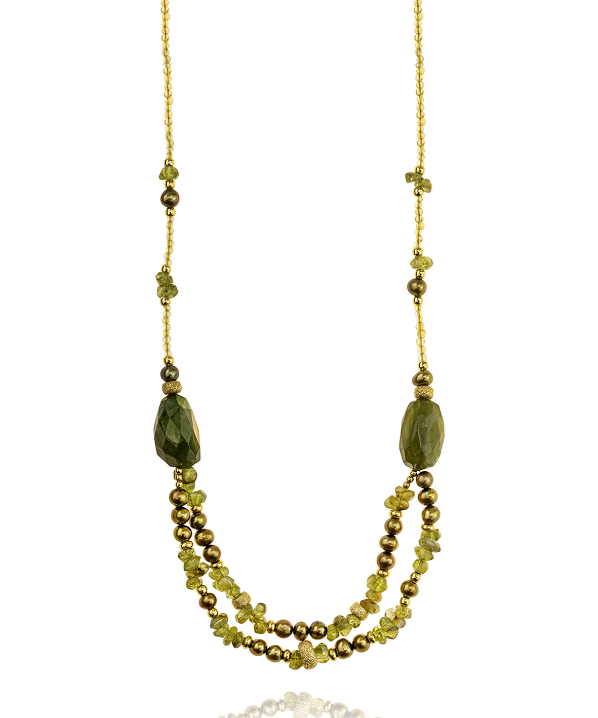Necklase silver 925 yellow gold plated with gem stones
