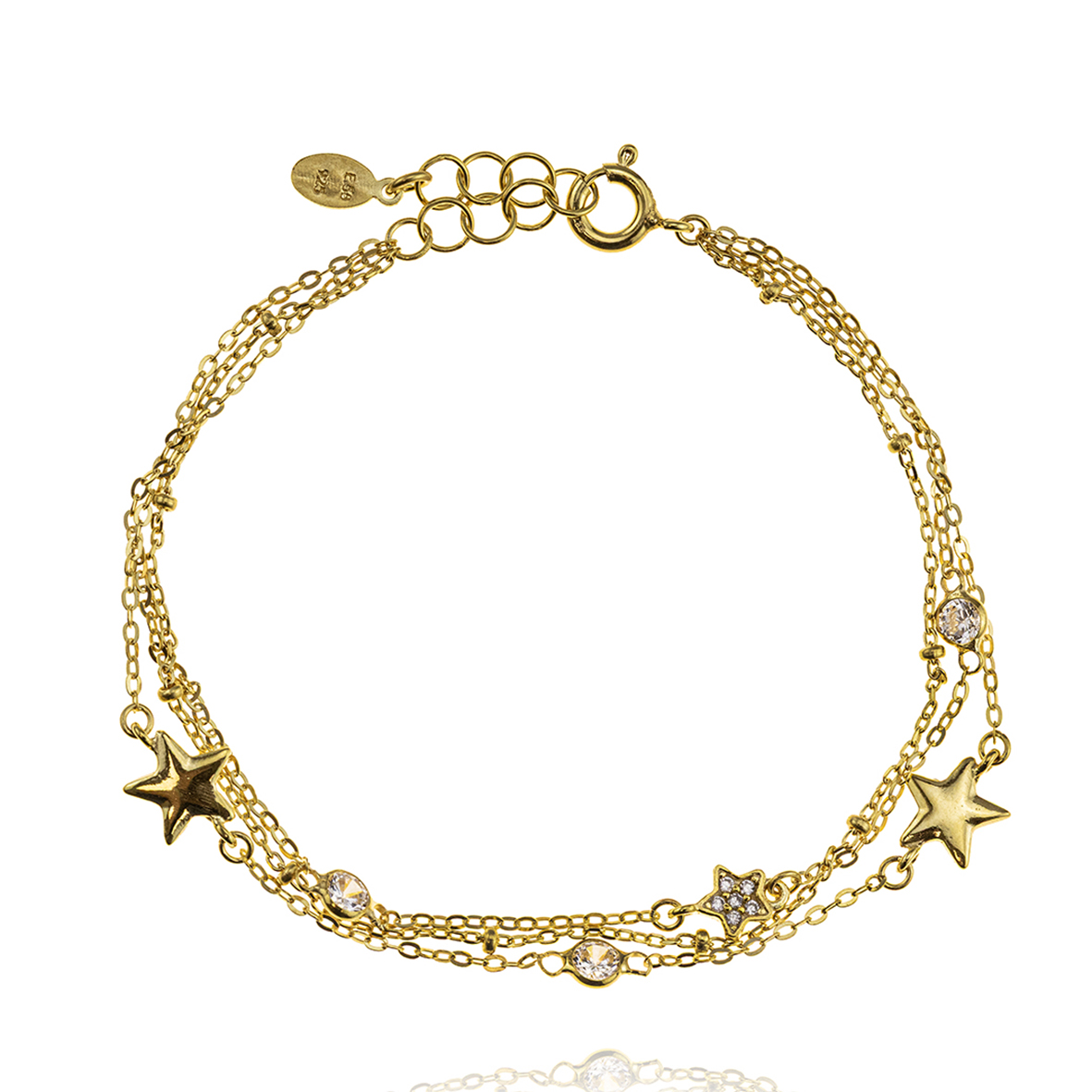 Bracelet silver 925 yellow gold plated with zirconia