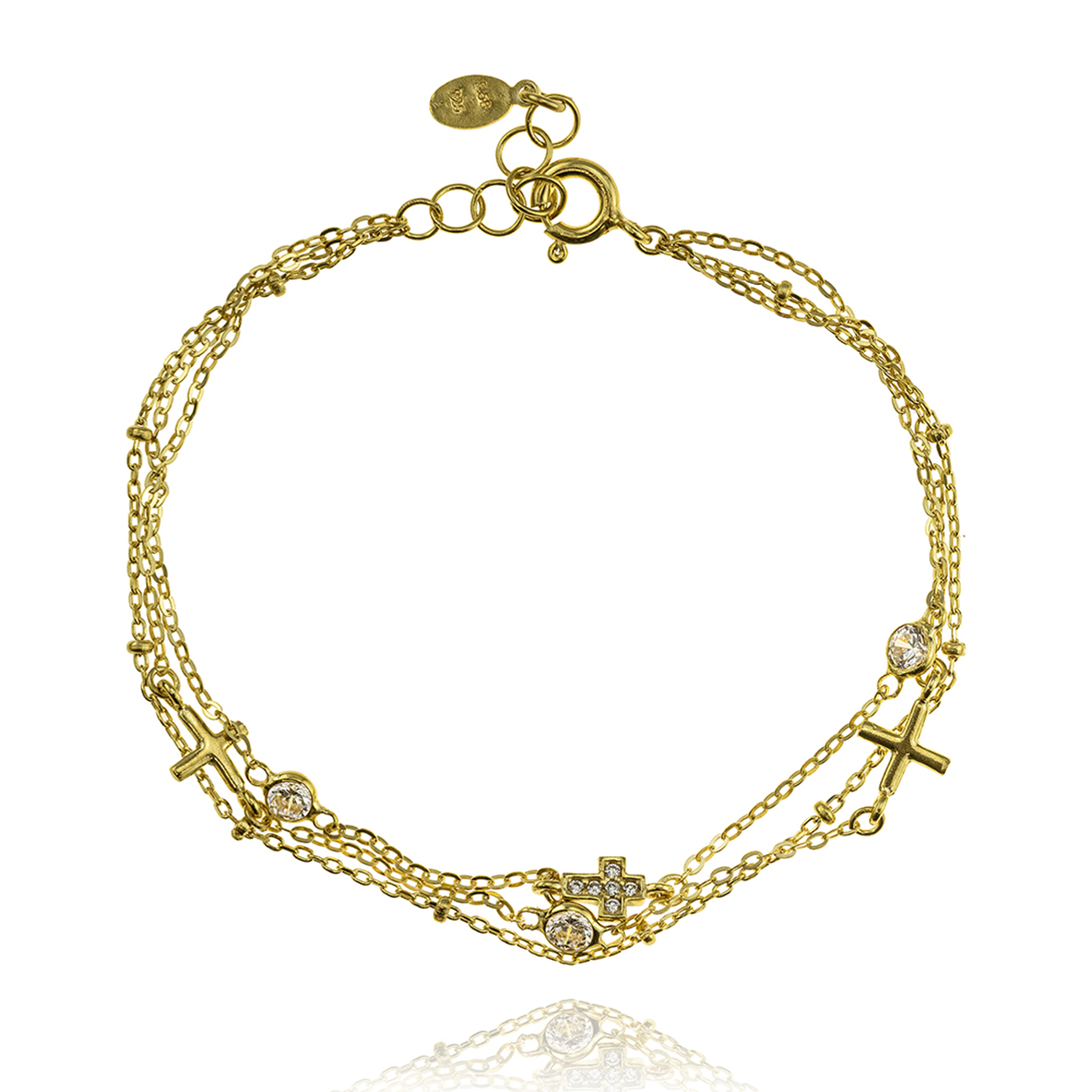 Bracelet silver 925 yellow gold plated with zirconia
