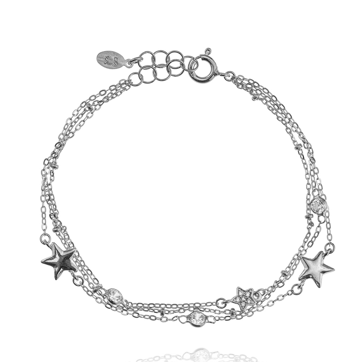Bracelet silver 925 rhodium plated with zirconia