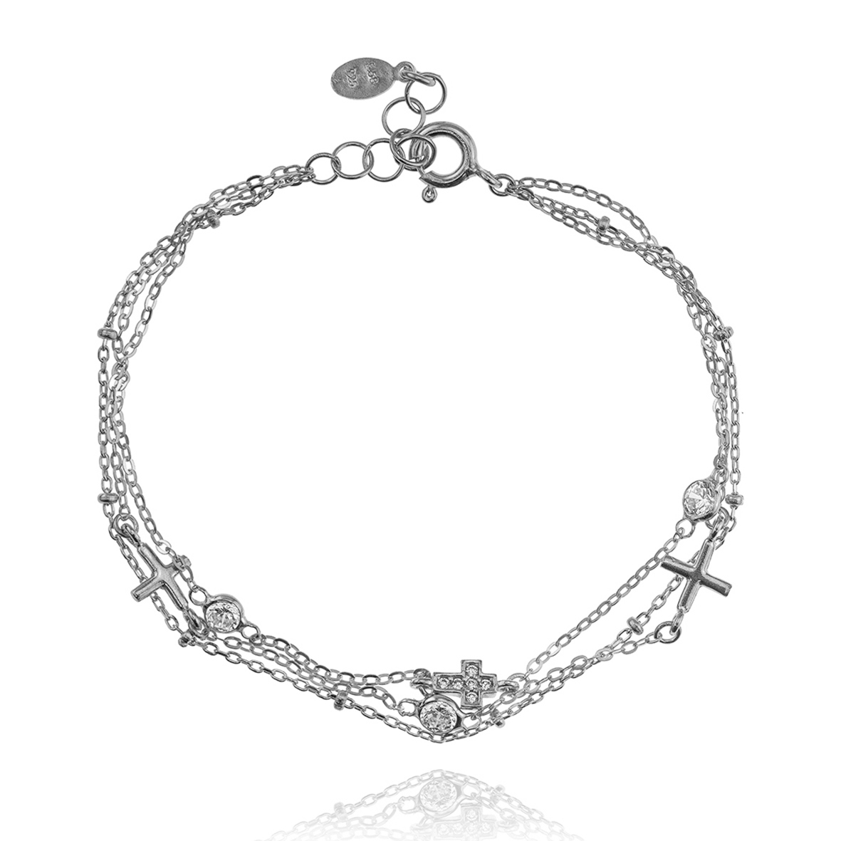 Bracelet silver 925 rhodium plated with zirconia