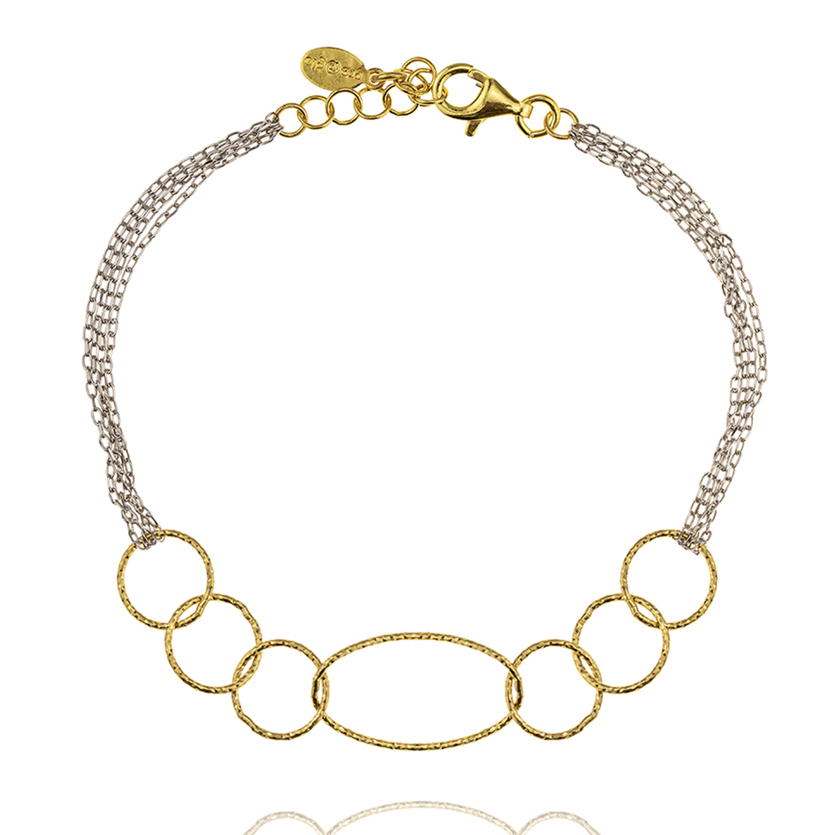Bracelet silver 925 rhodium plated with yellow gold plated
